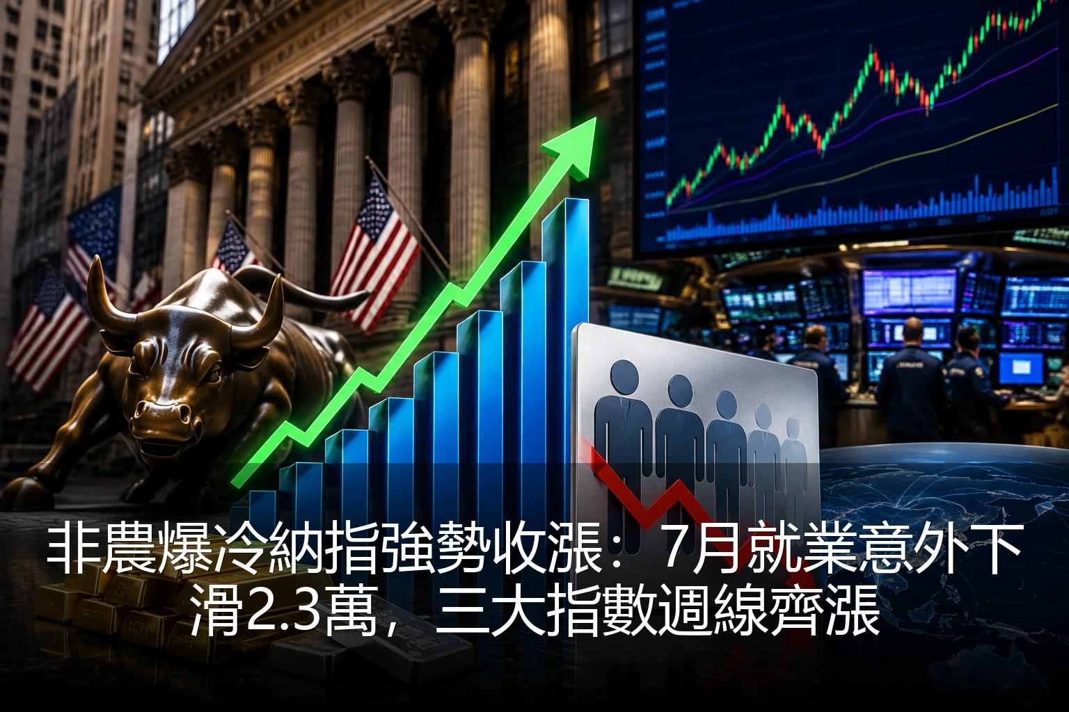 非農爆冷納指強勢收漲：7月就業意外下滑2.3萬，三大指數週線齊漲